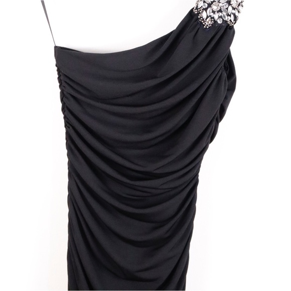 One shoulder black ruched dress/ homecoming dress/ club dress - Picture 6 of 14